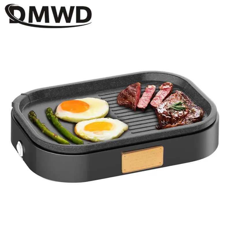 DMWD One Key Control Mini Pizza Hamburger Making Machine 3 in 1 Breakfast Maker Non-Stick Steak Barbecue Plate Washable Pan EU