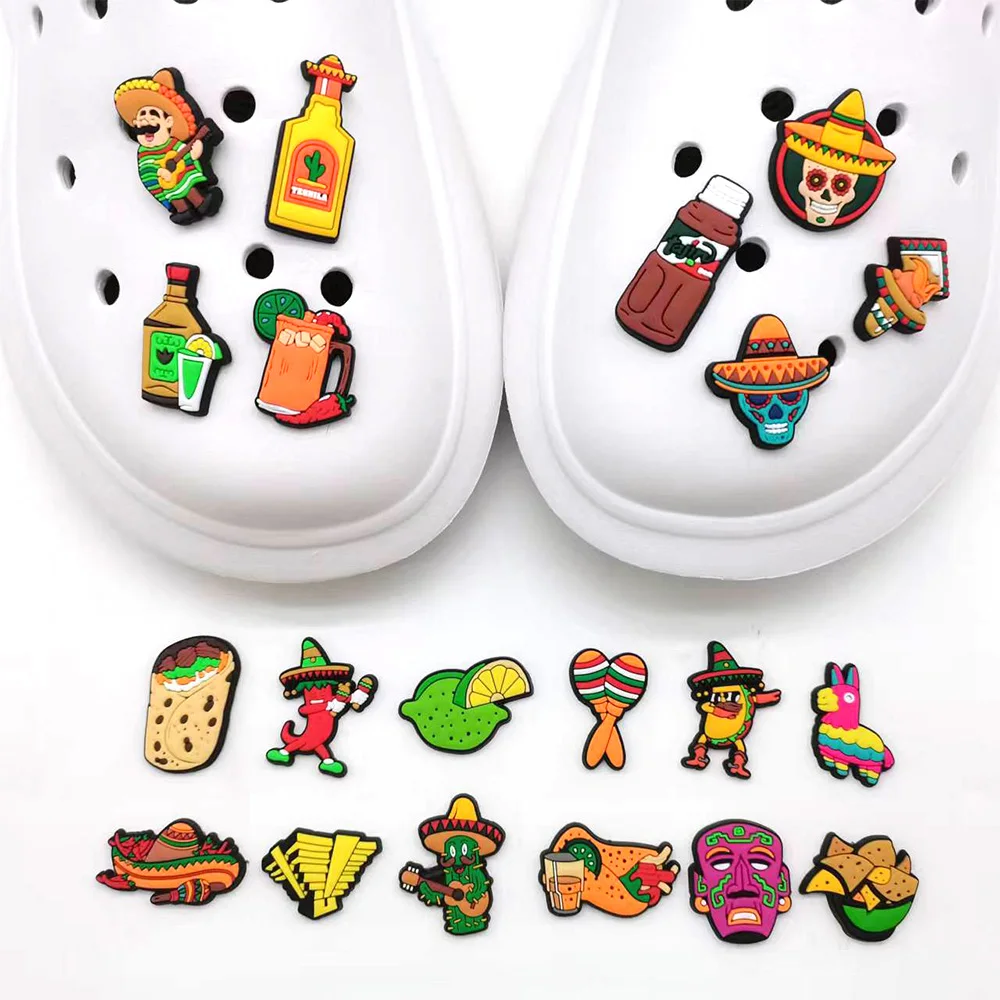 Dijes de zapatos de Cactus de comida mexicana para zuecos, sandalias, decoración, accesorios de zapatos, dijes para amigos, regalos