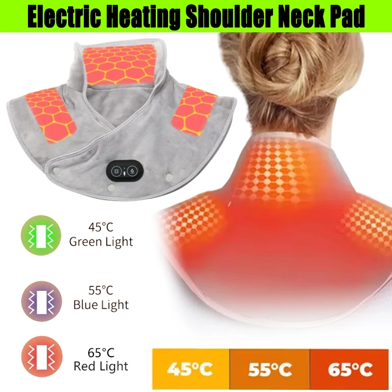 Electric Shoulder and Neck Shoulder and Back Hot Compress Heating Pad Massager Relieves Fatigue Warm Cervical Back Massage Shawl