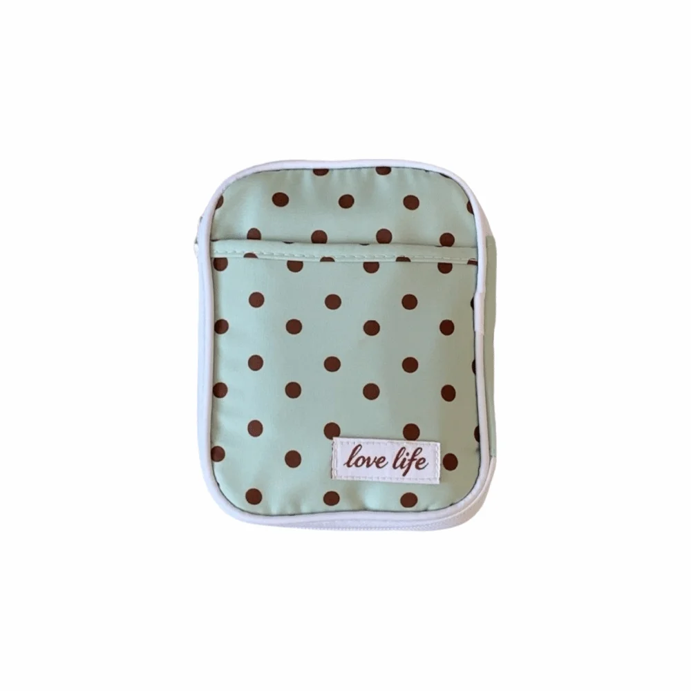 Image of Tragbares Federmäppchen mit Polka-Dot-Muster, mehrere Fächer, ultradünnes Federmäppchen, großes Fassungsvermögen, Schreibwarentasche, Schulbedarf