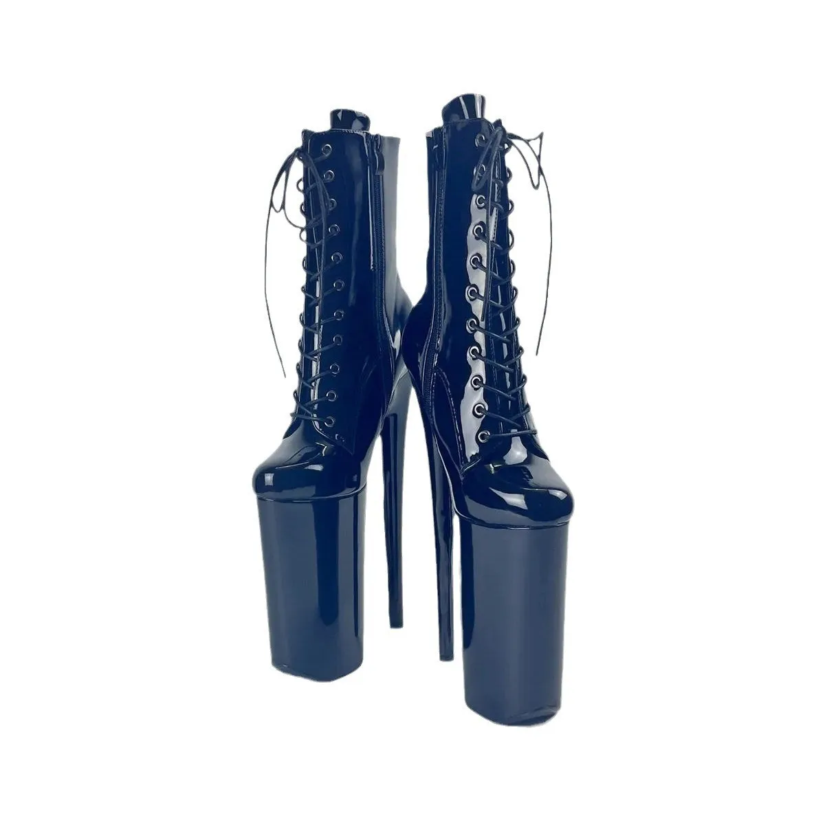 SeekMate Space and European and American Style Super High Heel 26cm Bright Sexy Fashion Boots Steel Tube Dance Slim Heel Knight