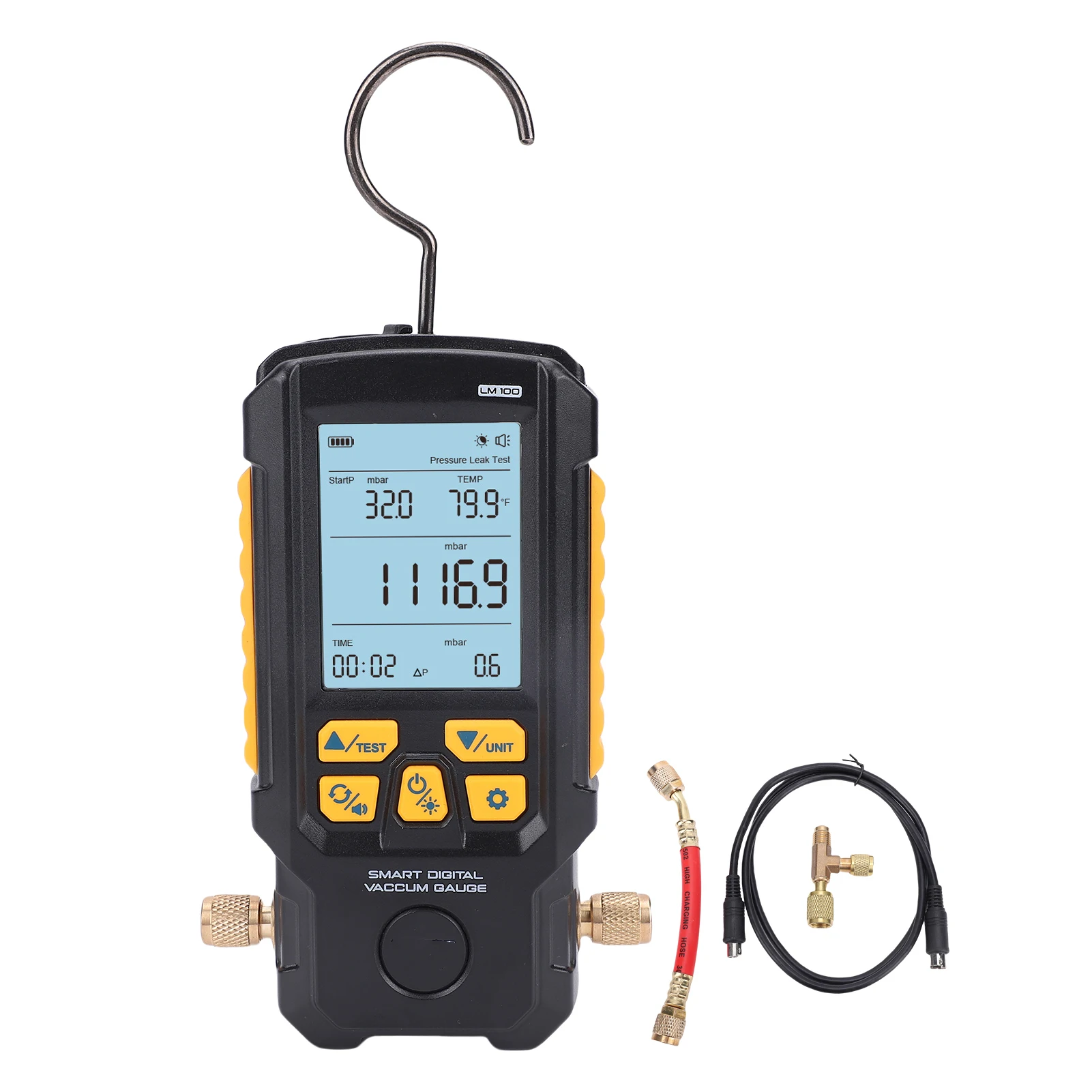 

Цифровой вакуумметр для систем кондиционирования и охлаждения с функцией проверки утечек давления для систем HVAC, 0-2000 мбар