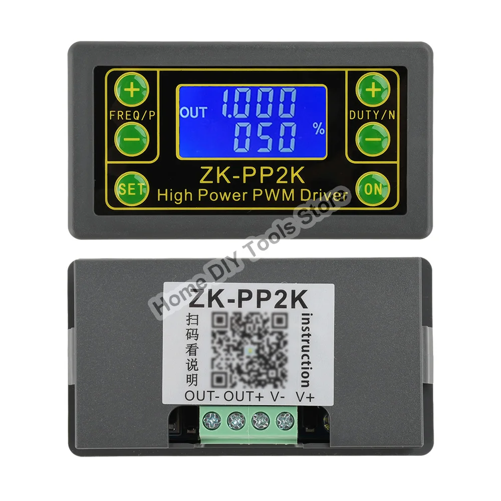 ZK-PP2K PWM Signal Generator 8A Driver Module for Motor/Lamp Dual Mode LCD PWM Pulse Frequency Duty Cycle Adjustable Module