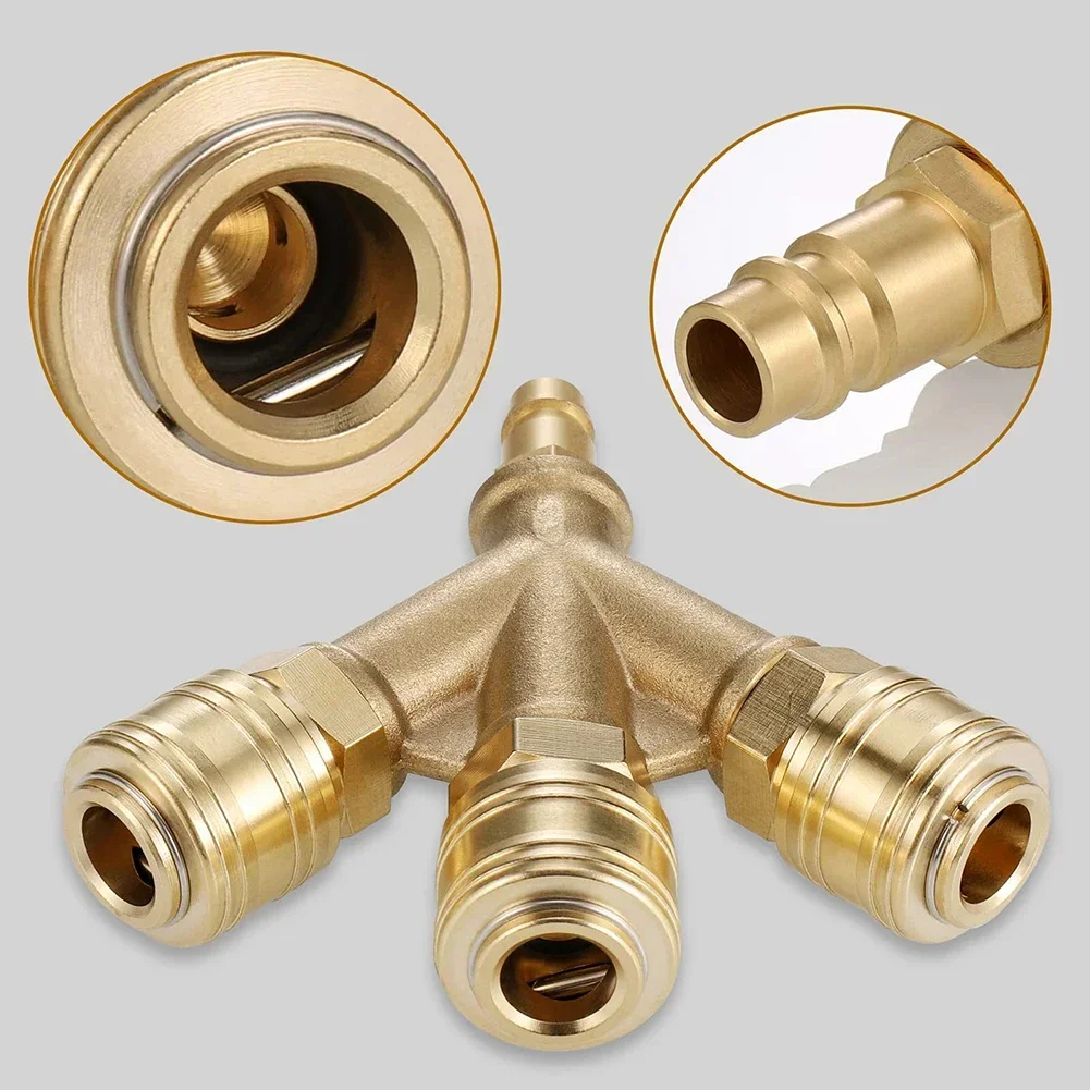 Four-way Interface Air Pipe Air Compressor Connector Quick Connector Copper-Plated Air Pipe Expansion Connection