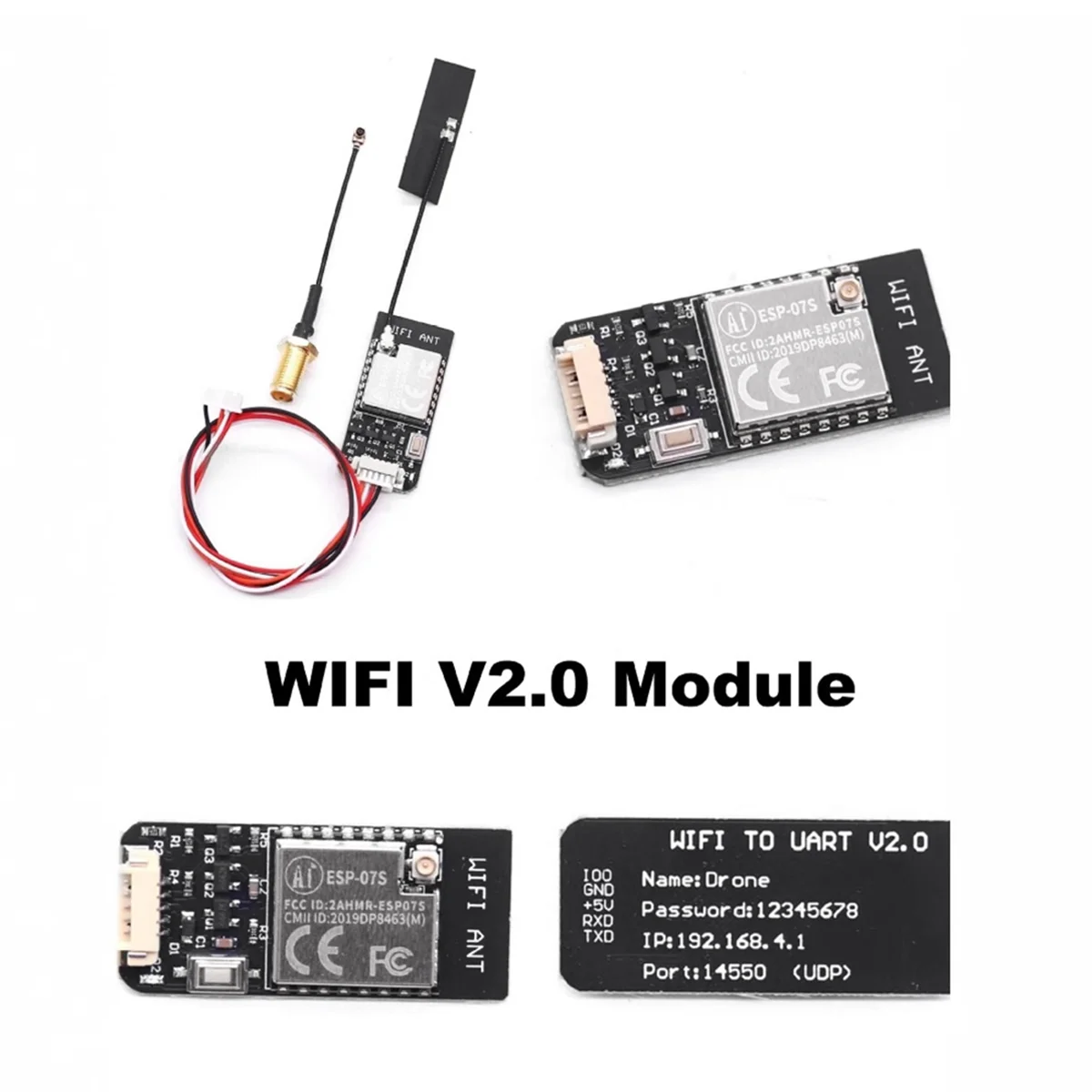وحدة القياس عن بعد اللاسلكية A14M Wifi V2.0 مع هوائي لـ MAVLink2 للتحكم في الطيران FPV الذكي