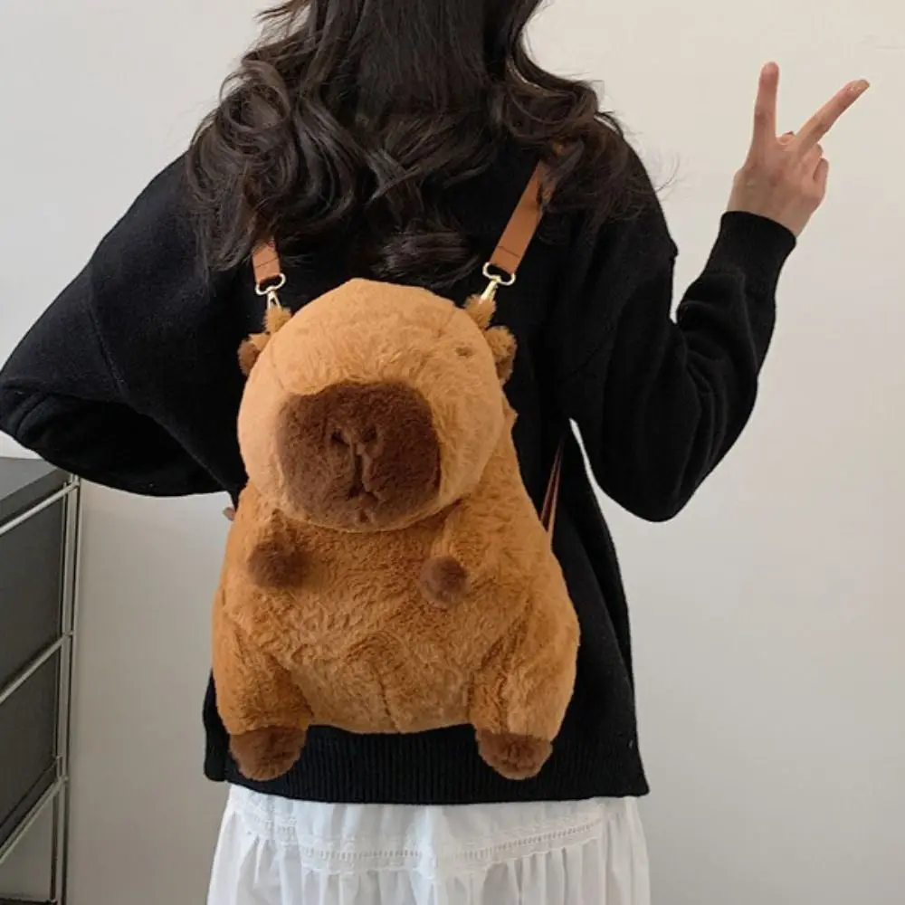 Gift Cartoon Capybara Plush Backpack Cute Funny Capibala Crossbody Bag Large Capacity Kawaii Tote Bag