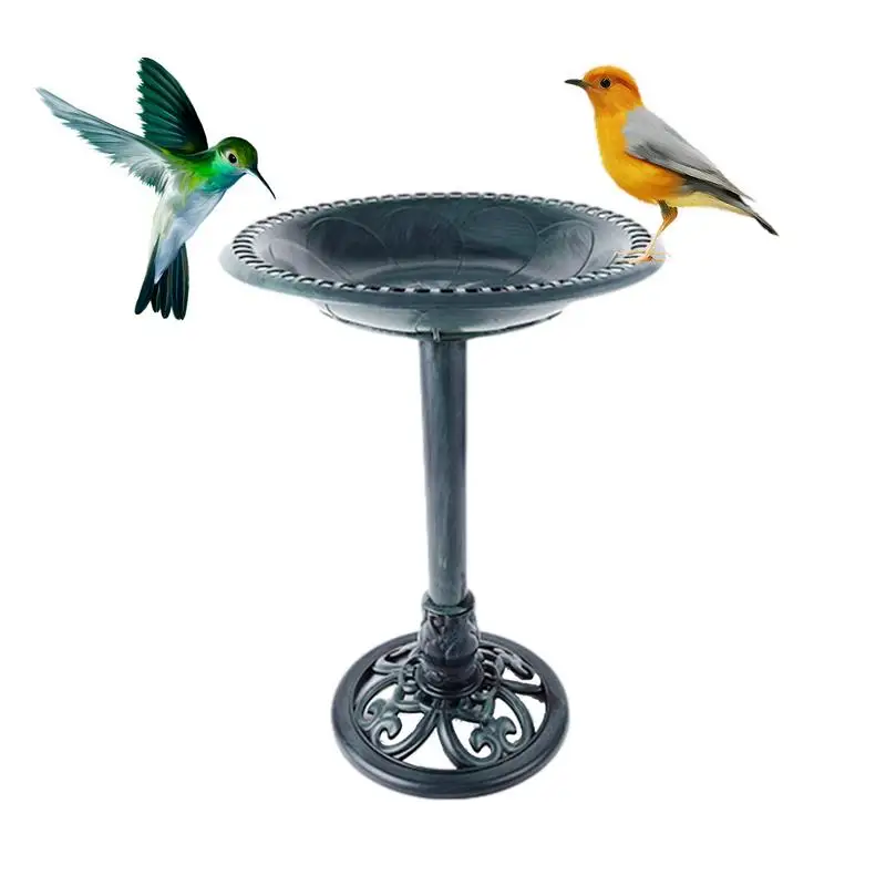 Vintage Bird Bath Pedestal Fountain Outdoor Bird Bath Decoration Garden Vintage Yard Art Gold Plastic Bird Feeder Parks Bird