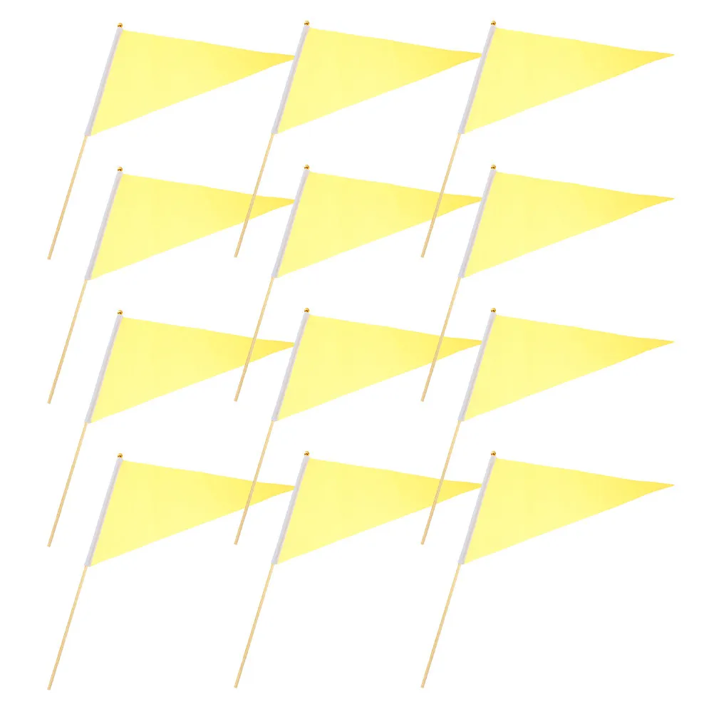 12Pcs Vibrant Yellow Triangular Marking Flags Uv Resistant Fade Proof Construction Site Lawn Garden Irrigation Sprinkler Utility