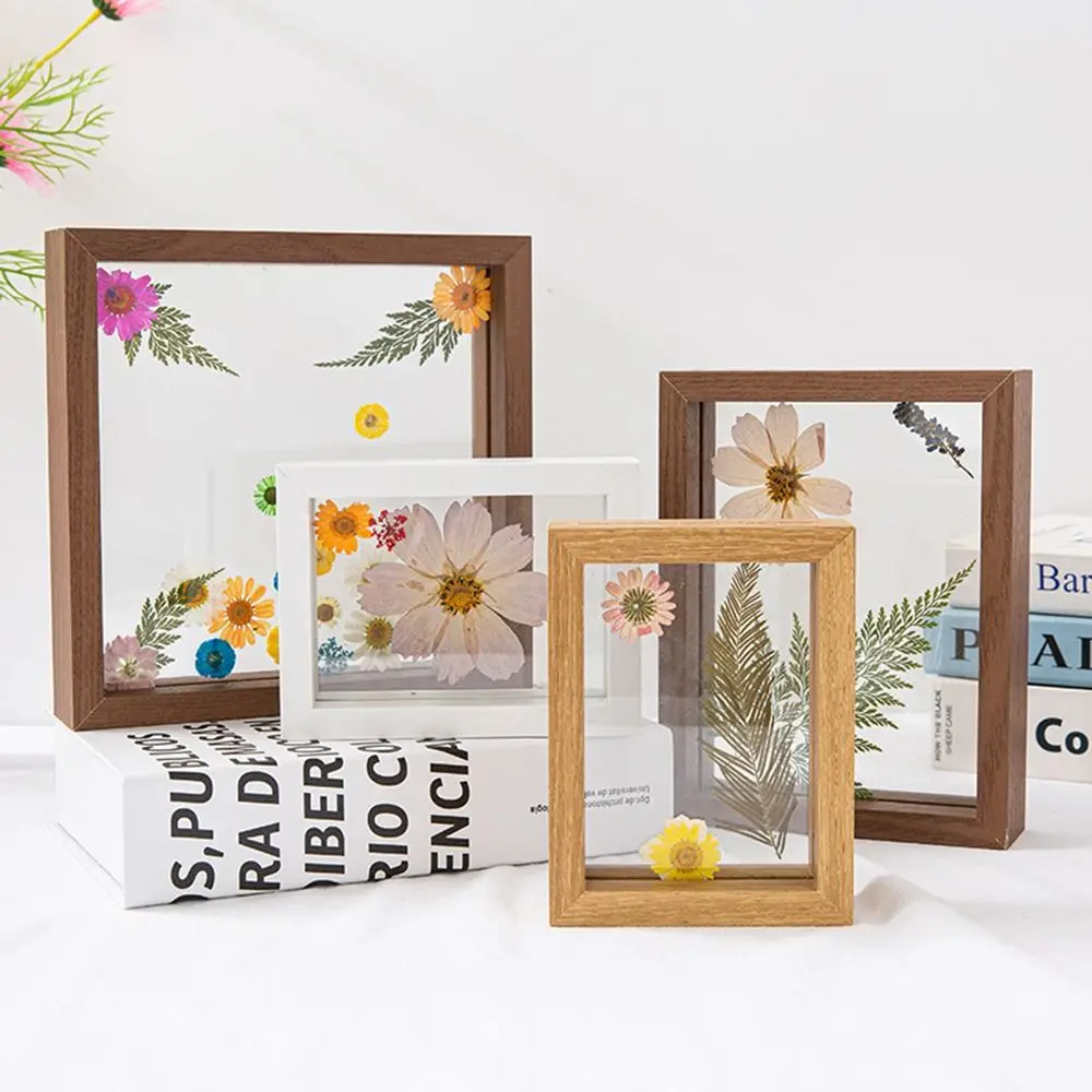 Wooden Glass Leaf Specimen Frame Double-sided Thicked Paper-cut Picture Frame Transparent Plant Specimens Embossed Frame