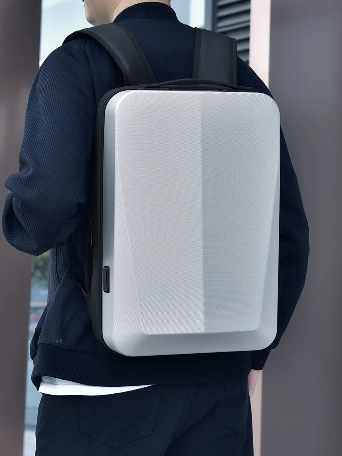 メンズゲーミングラップトップバックパック大容量ビジネストラベルダブルショルダーバッグシャークダンス拡張ハードシェル定性