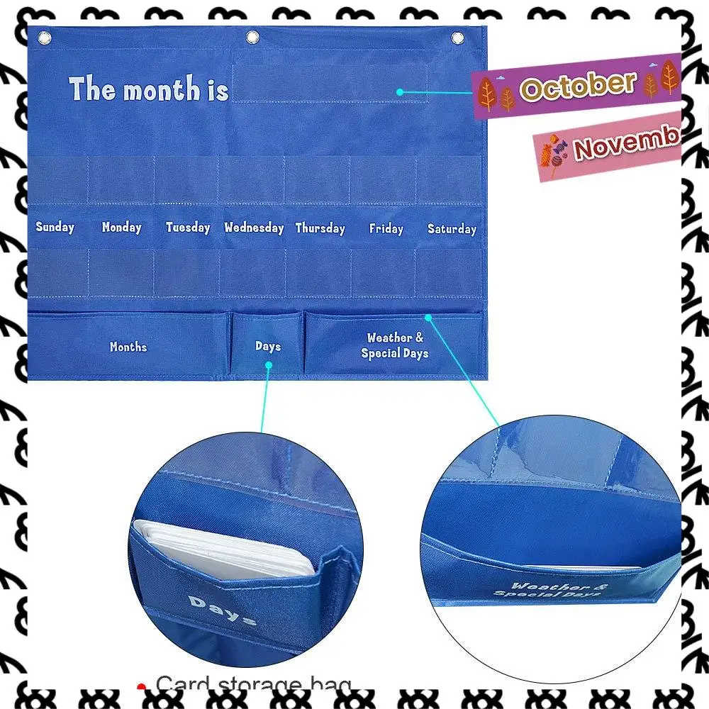 A07I – calendrier pour enfants, premier calendrier hebdomadaire, Date pour enfants, météo, tableau de poche cognitif, sac suspendu