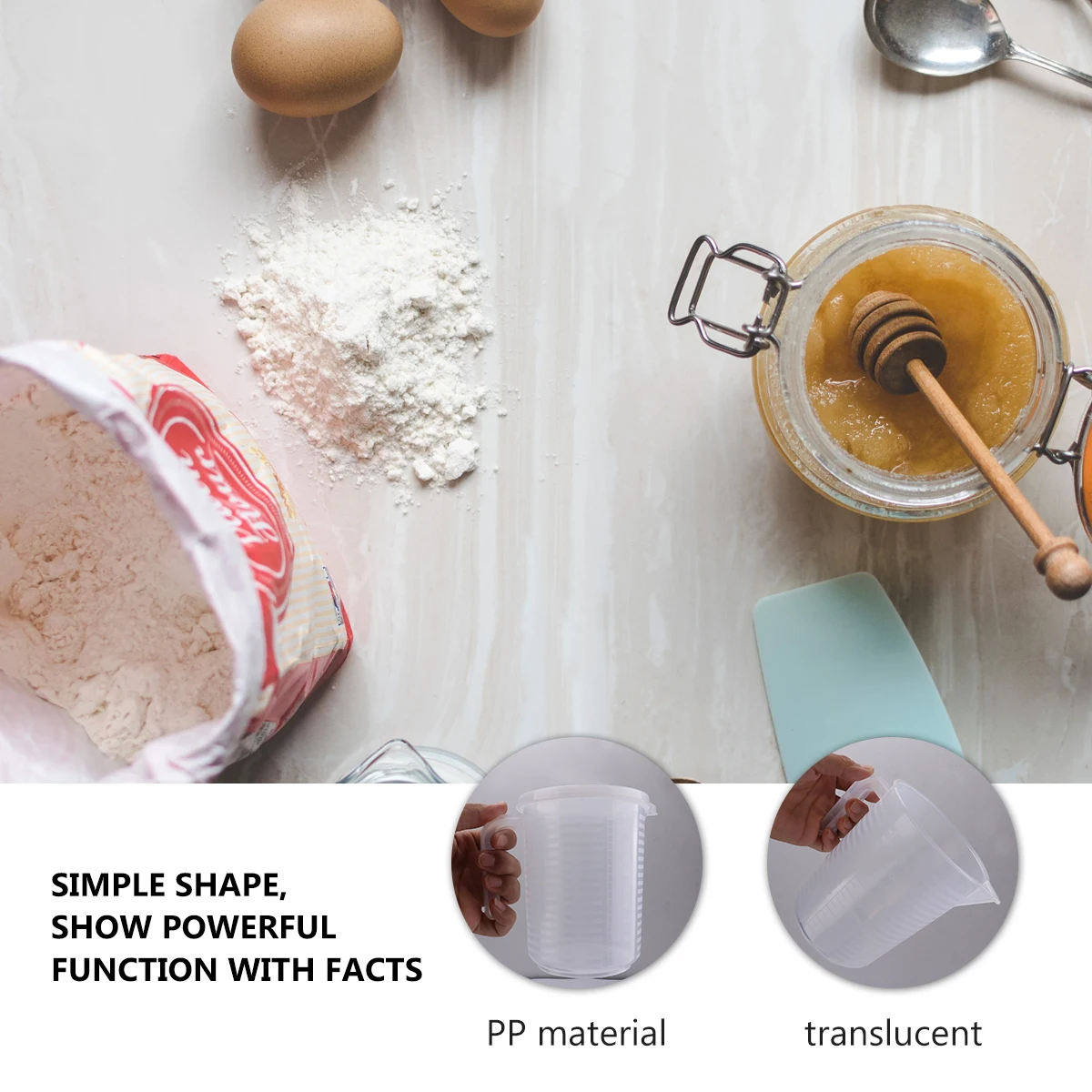 

1pc Cup 1000Ml Transparent Pp Plastic With Handle Scale Lines For Home Baking Use Measuring Container Kitchen Barware Tools