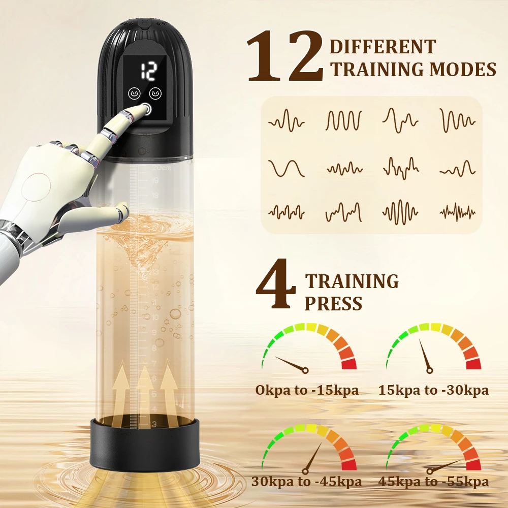 Electric Penis Enlargement Pump Waterproof Automatic Vacuum Therapy Massage Men Sex Toy for Cock Enlargement With Digital Count view 2