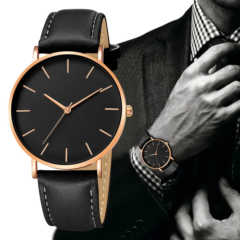 Luxury Men's Watches Top Brand Ultra Thin Analog Quartz Wristwatch Simple Fashion Casual Leather Belt Man Watch Reloj Hombre