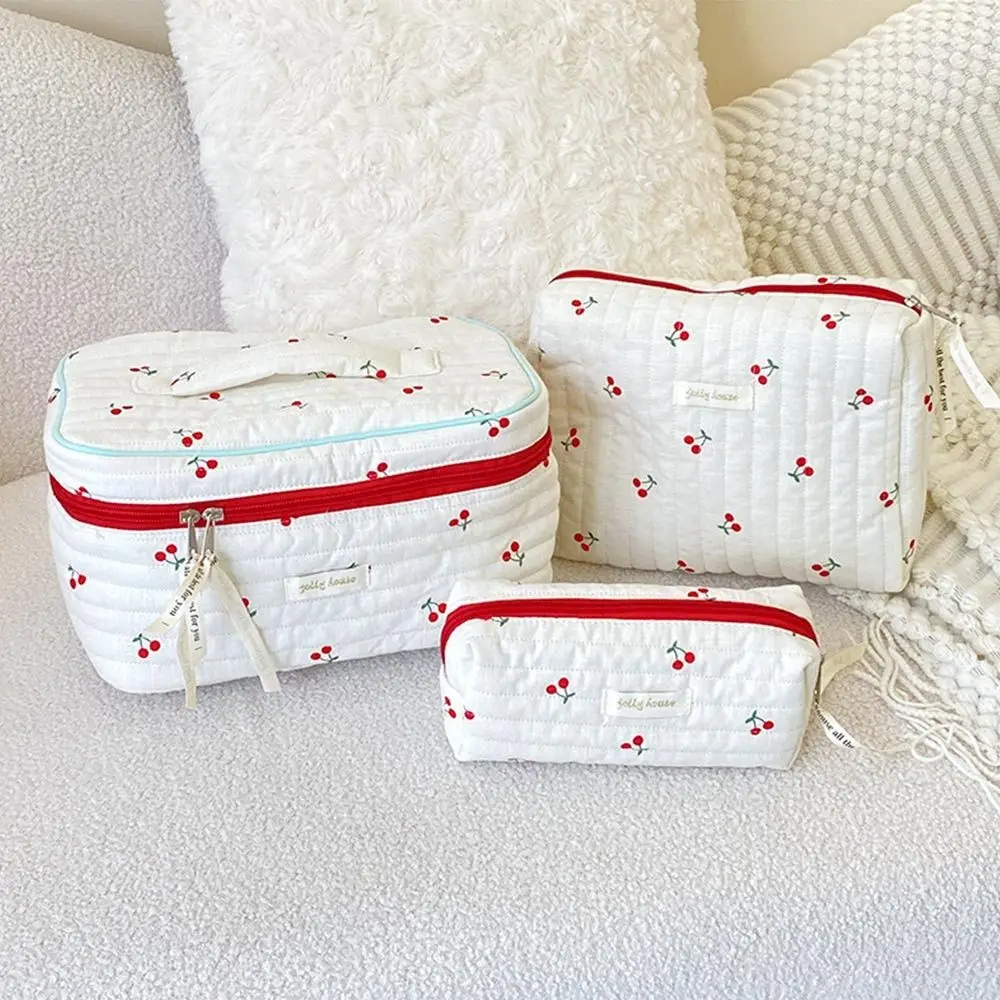 Fashion Women Cosmetic Storage Bag Cherry Travel Makeup Storage Organizer Pouch Girls Pencil Case Tote Handbags