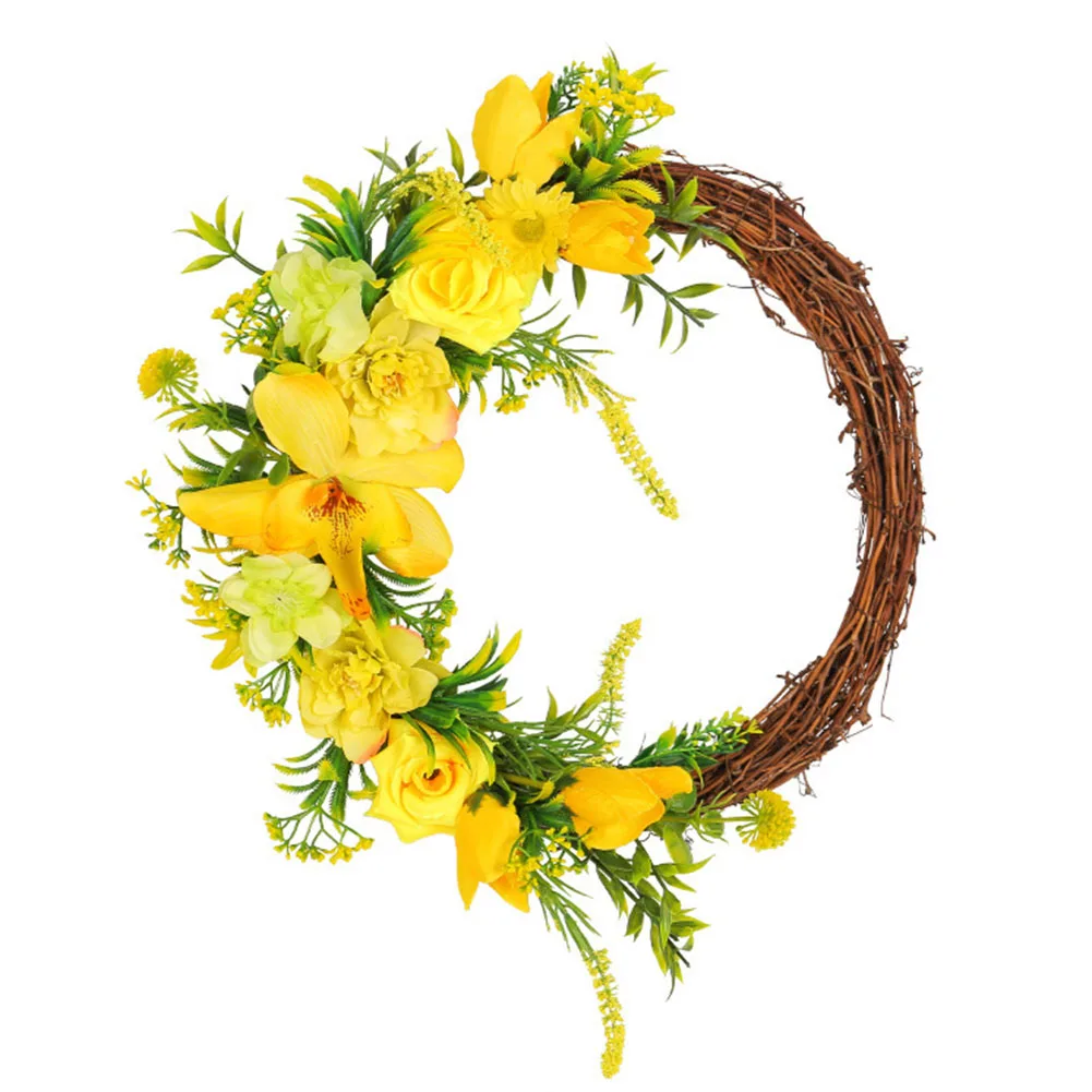 

Осенний венок из кленовых листьев на Хэллоуин, подвеска на дверь с листьями и тыквами на День Благодарения, гирлянда для двора в стиле урожая