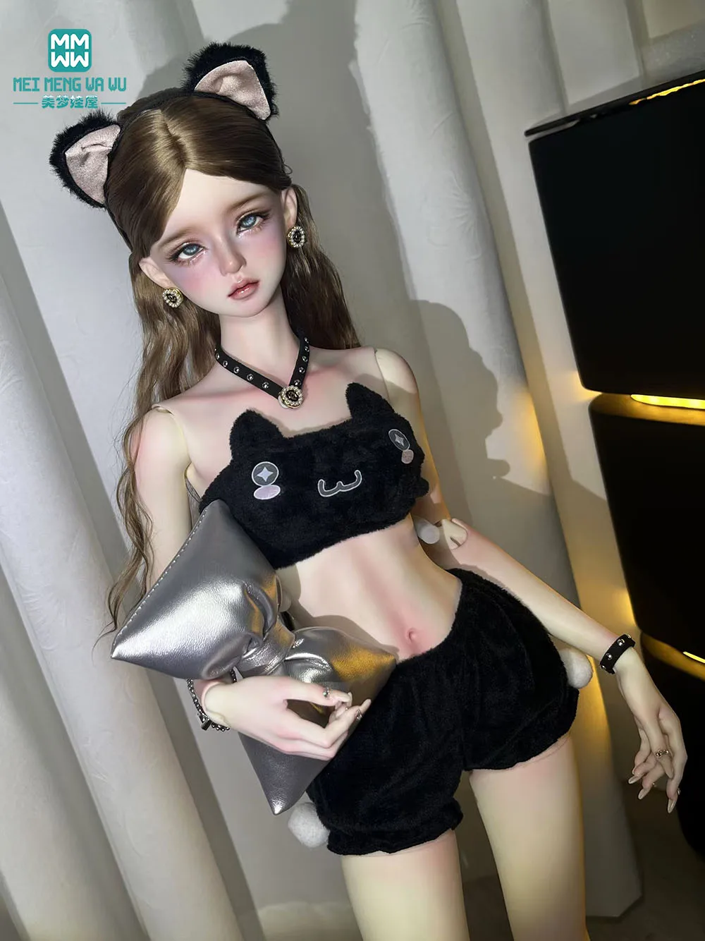 Adatto per 60 cm 1/3 BJD DD SD Set di quattro pezzi alla moda, fascia per capelli, top a tubo, pantaloncini, calzini lunghi, regalo per ragazza