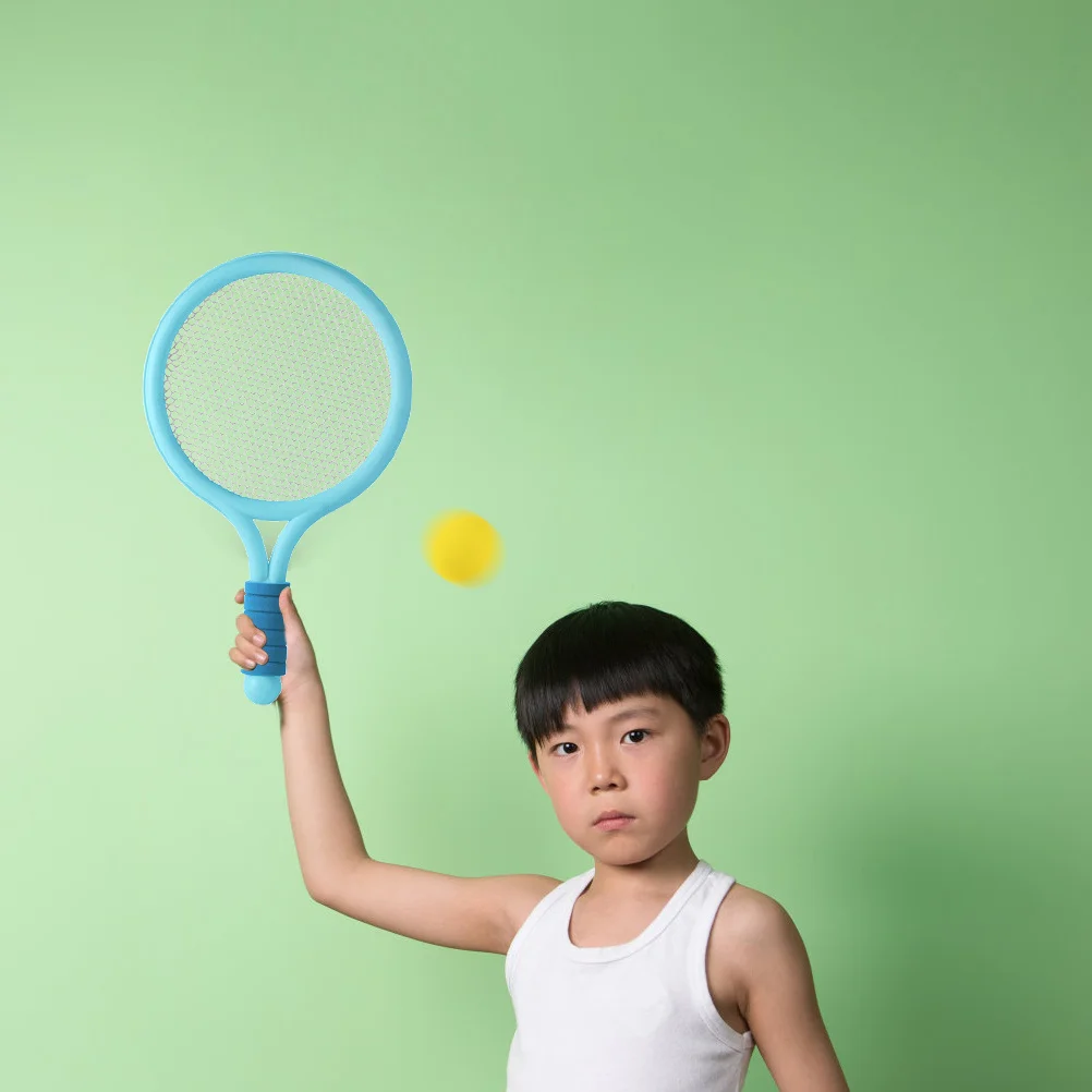 1 مجموعة الأطفال مضرب تنس الريشة مجموعة واقعية محاكاة الأخدود الملمس عدم الانزلاق قبضة لمتعة اللياقة البدنية في الهواء الطلق #1