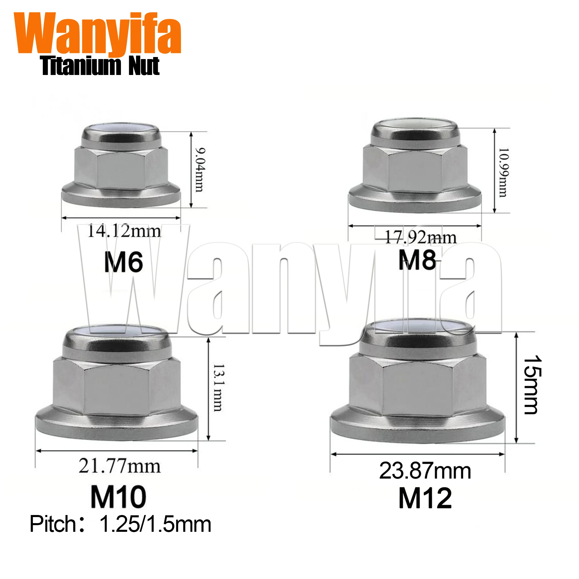 Wanyifa Titanium Nut M6/M8M10/M12 Flange Heightening Bolt Cap with Nylon for Motorcycle Part