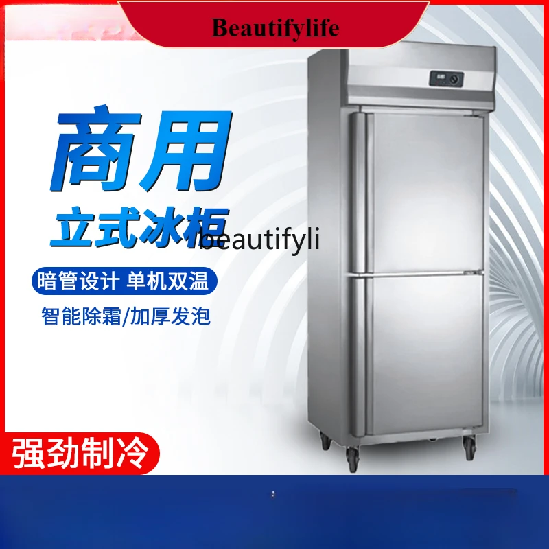 

E132 FreezerCommercial Vertical Double Door Stainless Steel Hotel Kitchen Cabinet Freezer Fast Frozen Refrigerator Fresh Refrige
