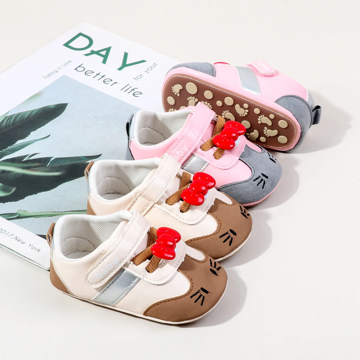 

New Design Baby Girls First Walking Toddler Shoes Spring And Autumn Baby Indoor Outdoor Sneaker With High Quality PU Leather