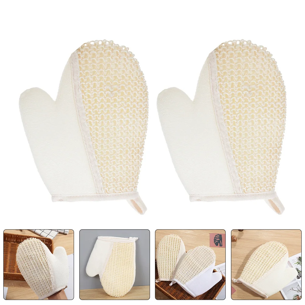 2 Pcs Water Proof Sisal Gloves Baby Cloth Bag Goggles Handle Shower Door Diving Soft Bath Sponge