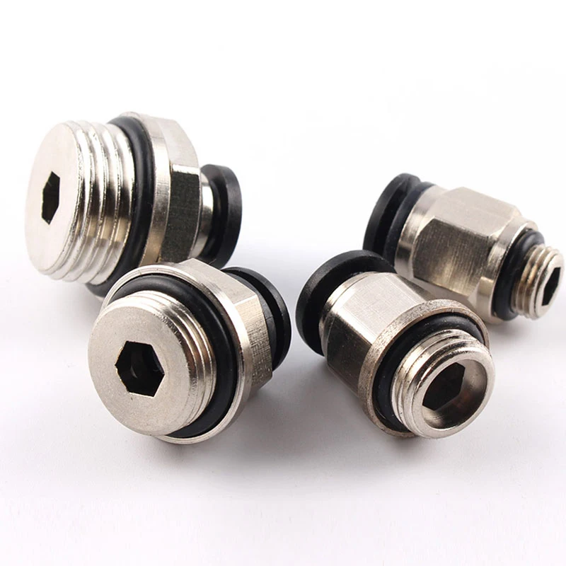 10PCS Verykom Pneumatic Male Straight Air Fittings 6mm 8mm 10mm Tube Push In 1/8 1/4 G Thread With Seal Ring PC6-02G PC8-01G