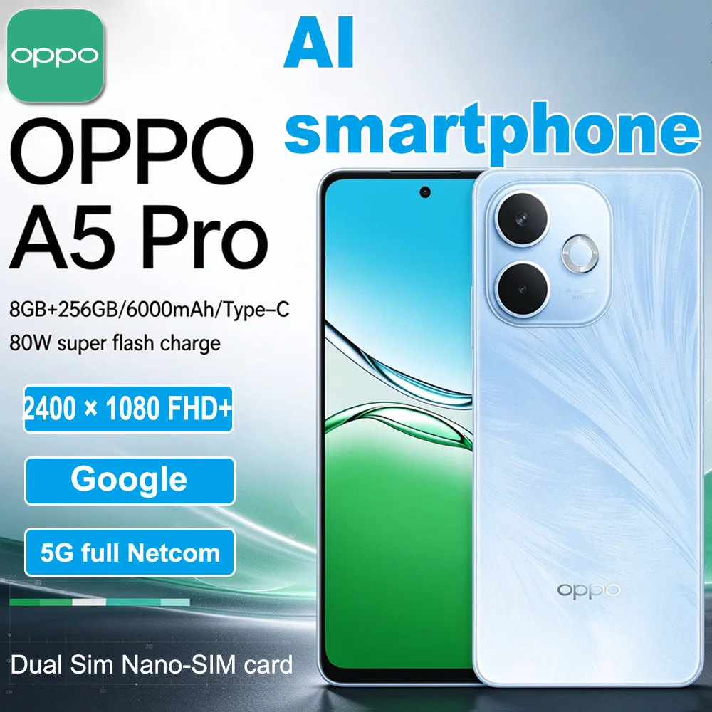 OPPO A5 Pro 5G Unlocked Smartphone, 8GB+256GB, 6000mAh Large Battery, 80W Super Flash Charge, Type-C, IP68 IP69 Water Resistant