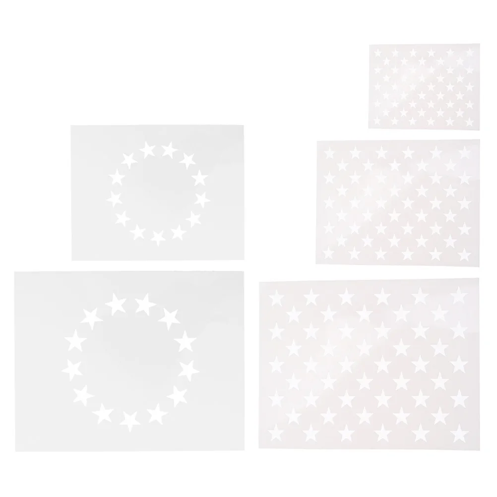 

5pcs Star Stencil Template For Painting On Wood Independence Day Craft American Flag Decor Airbrush Stencils Diy Home Art