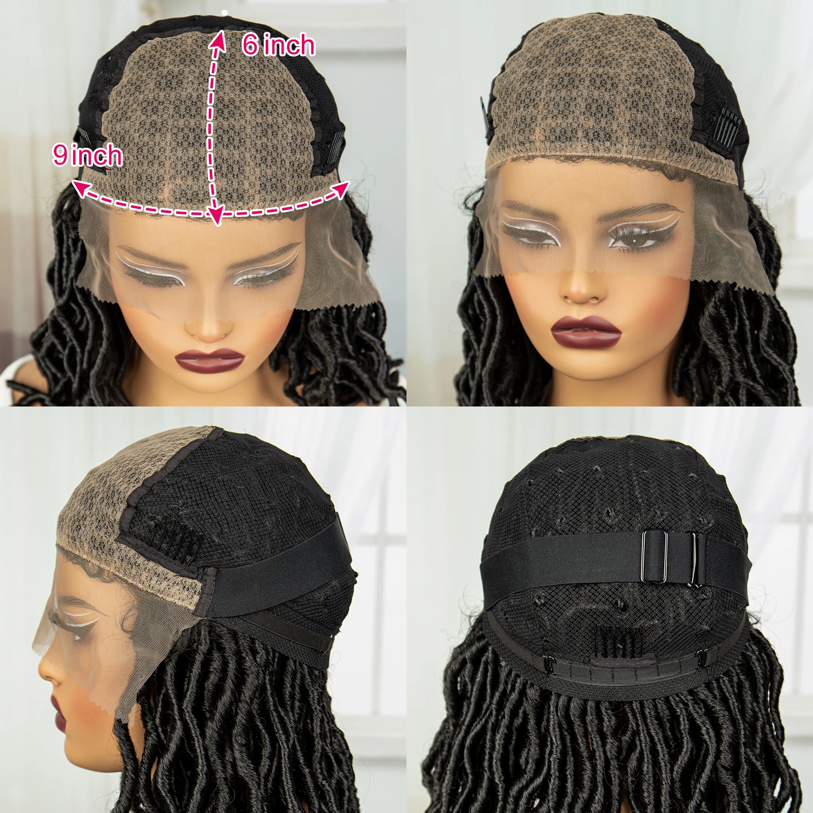 14inch Dreadlocks Braided Wigs for Women Synthetic Lace Front Square Knotless Braiding Hair Wigs Twist Natural Locs Crochet Wig