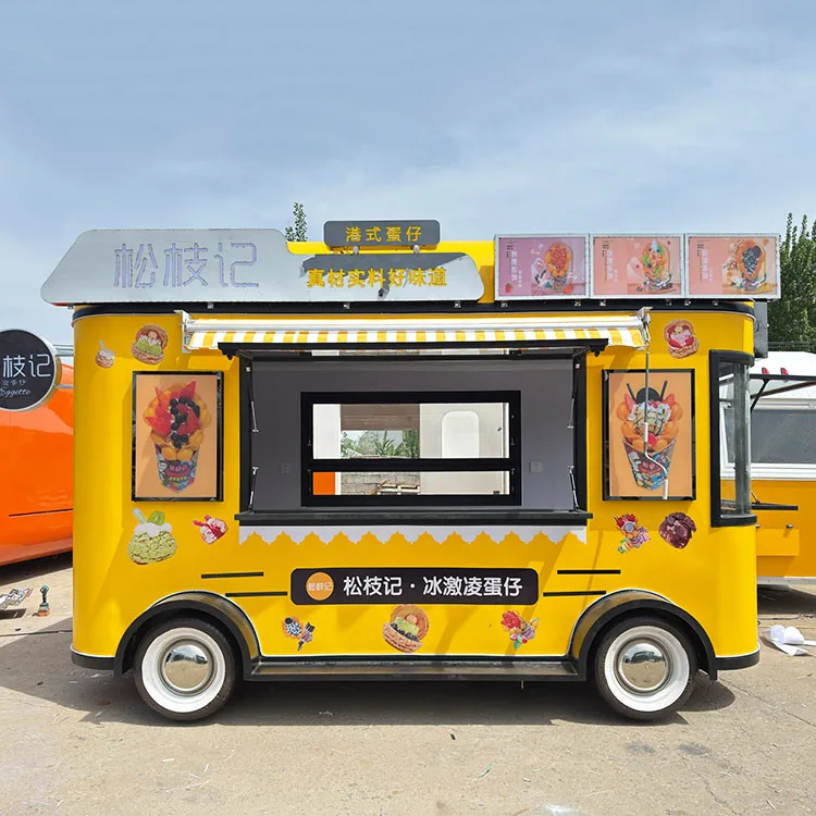 

Electric Four-wheel Mobile Snack Cart, Multi-functional Hamburger, Fried Chicken, Hot Dog Sales Cart For Commercial Streets