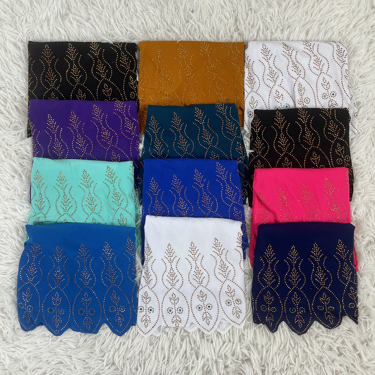 Muslim Children Headscarf Accessories Eid al Fitr Hot Diamond Fashionable Headscarf Hats Islamic Headscarfs 12 Pieces Per dozen