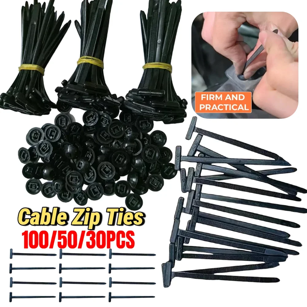 30/50/100pcs Self-Locking Nylon Universal Cable Tie Buckle Premium Plastic Wire Ties Heavy Duty Cable Fixed Strap For Mudguard