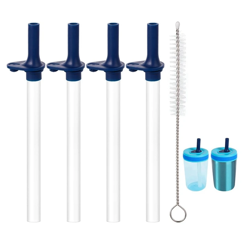 

4PCS Replacement Straws with Bite Valve for Zak DesignsKelso 15 OZ, with 1 Brush Reusable Kids Cup Replacement Straws