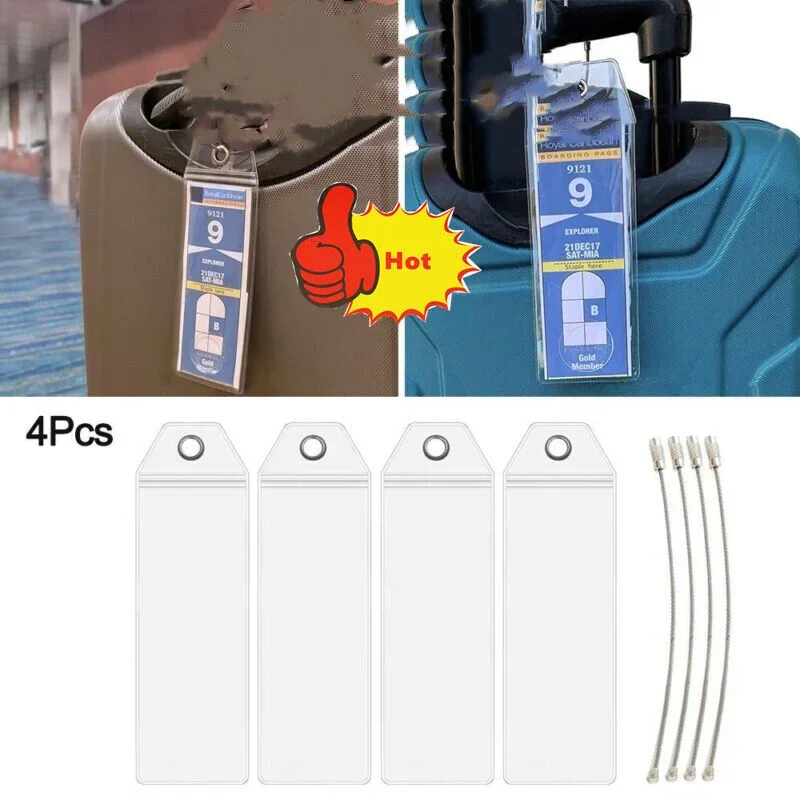 4 szt. Cruise bagaż walizka etykieta uchwyt na etykietę Zip Seal stalowe pętle na etykiety bagażowe podróżne rozmiar S L
