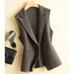 New Women Jacket Double Face Woolen Vest 2024 Autumn Winter Female Korean Version Loose Woolen Vest Ladies Casual Waistcoat Vest