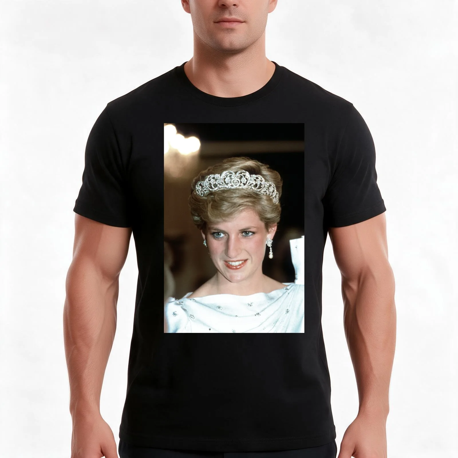 HRH Princess Diana T-Shirt, Summer Casual Cotton Tee, Oversized Streetwear Tops, Vintage Graphic Print, Loose Fit Short Sleeve
