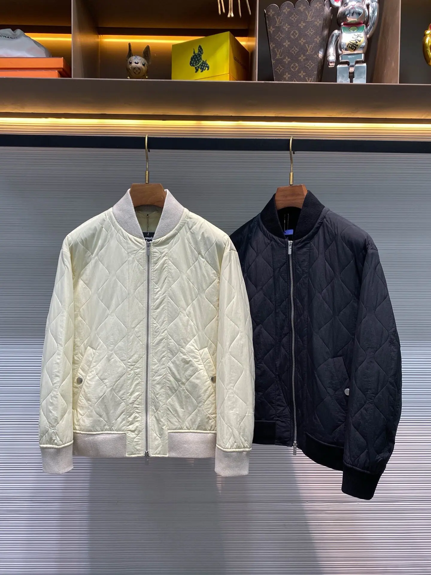 Italian fashion stand-up collar classic wavy quilted zipper cotton jacket