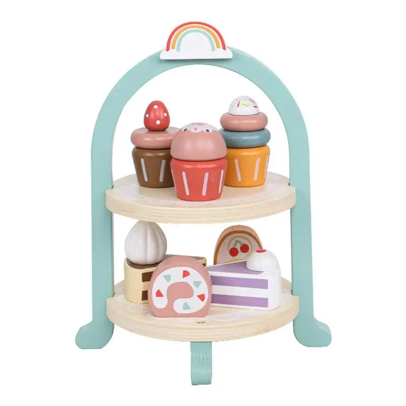 Kid Kitchen Play Set Children Pretend Wooden Tea Party Dishes Playset Play House Kitchen Toys With Teapot Teacups Spoons Girls