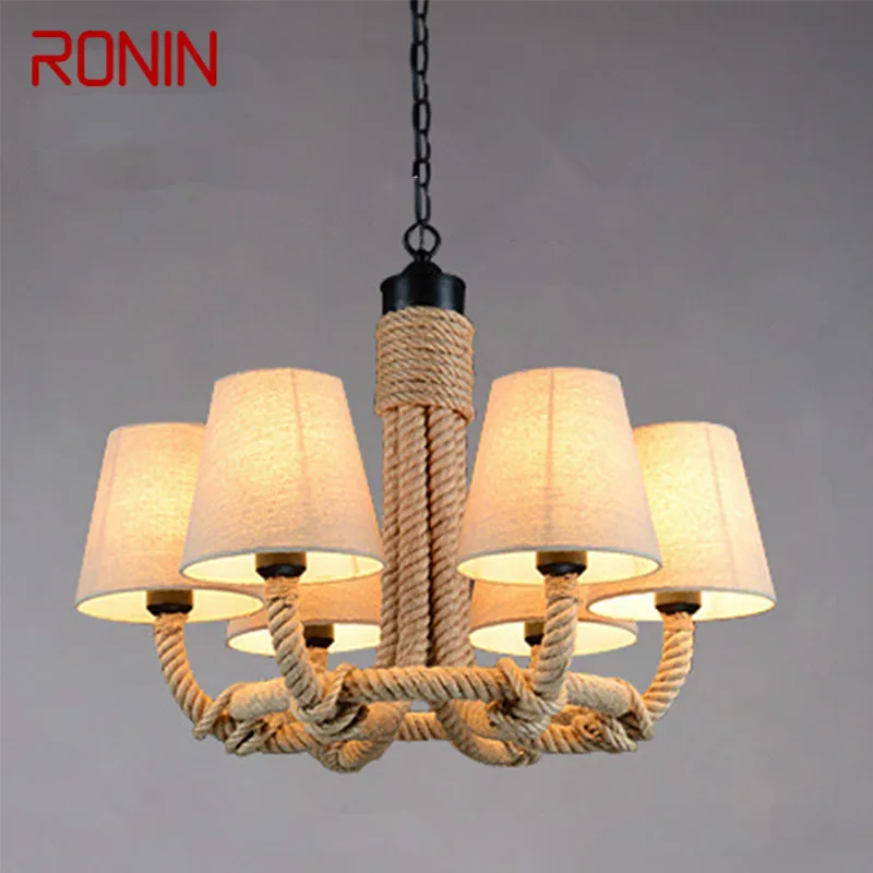 

RONIN American Style Retrohemp Rope Chandelier Nostalgic Loft Industrial Style Internet Cafe Restaurant Hot Pot Shop Pendant