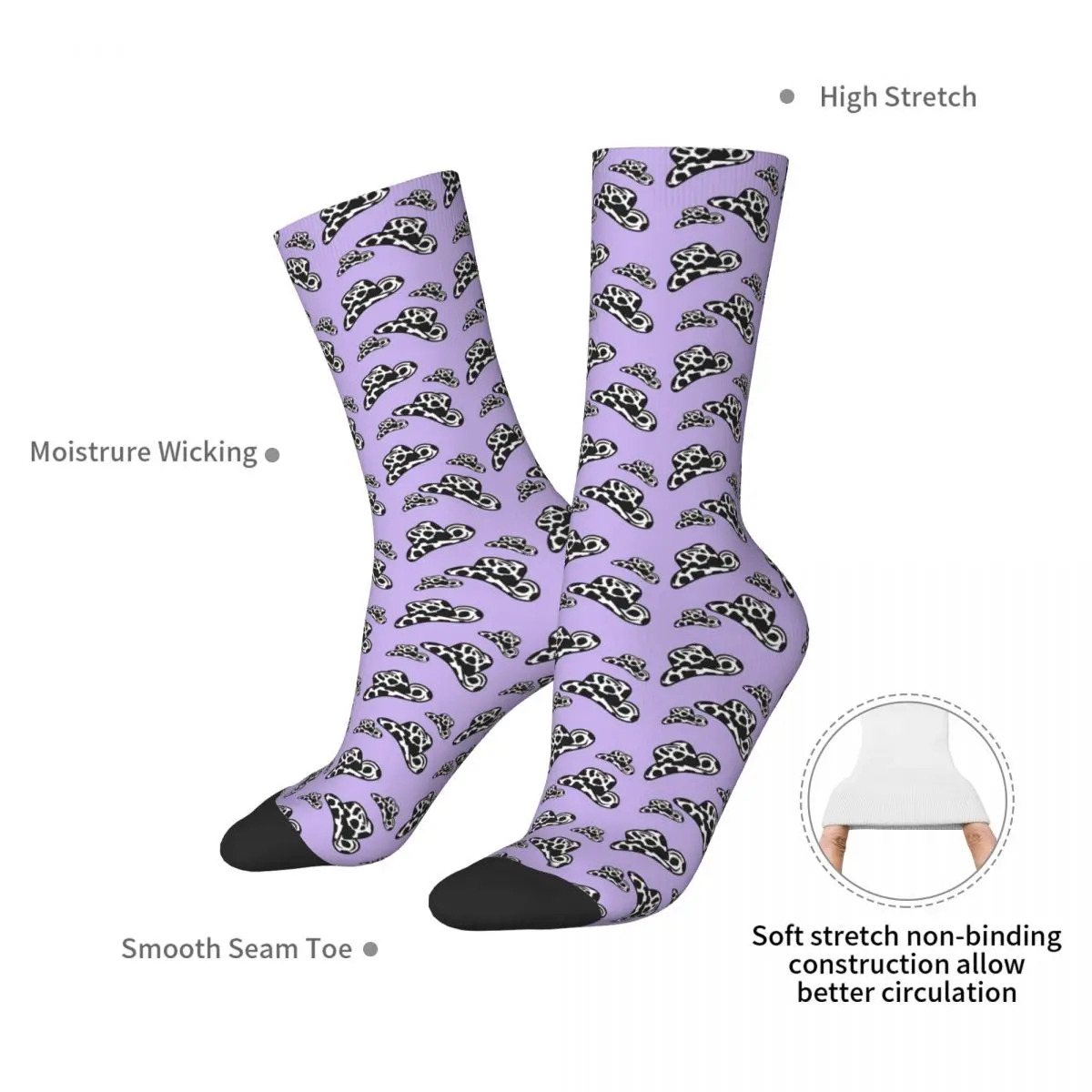 Lilac Cowgirl Hats Socks Harajuku Sweat Absorbing Stockings All Season Long Socks Accessories for Unisex Christmas Gifts