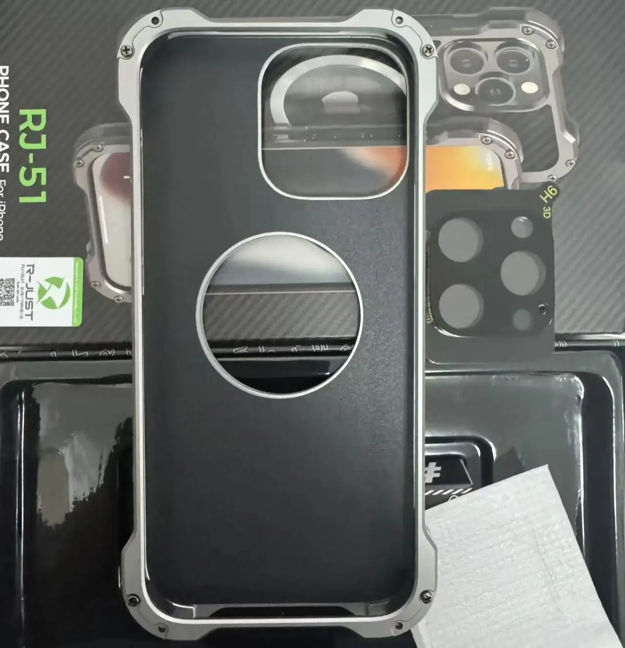 

Совместимый с R-just чехол Magsafe для Iphone 16, 15, 14, Plus13, 12 Pro Max, тонкий металлический бампер, защитный чехол для объектива из углеродного волокна, чехол для телефона