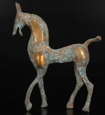 

Bronze Statue Decorated Long Legs Horses Qing Dynasty Old Gift