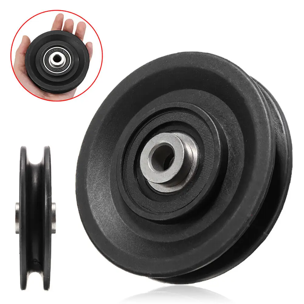 Fitness Equipment Parts Pulley Wheel Cable Machine Part Black Nylon Pulley Good Wear Resistance Light Weight Nylon Bearing