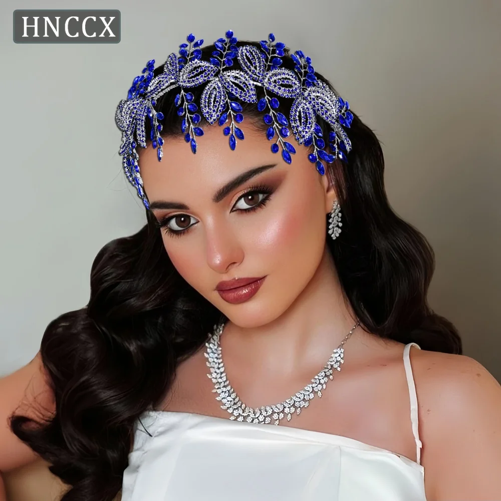 

HNCCX Multi Colored Hair Accessories Bridal Rhinestones Headband Wedding Metal Chain Headpiece Banquet Party Hair Band CP881