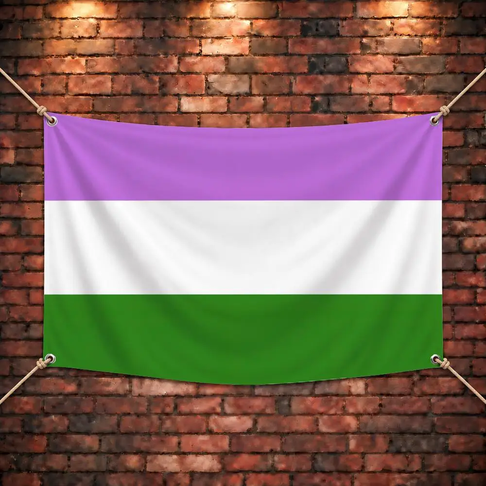 Distinct Creative Design G-Genderqueer Pride Flags Four Rings Bright Hanging Yard Decor Indoor Outdoor Assembly