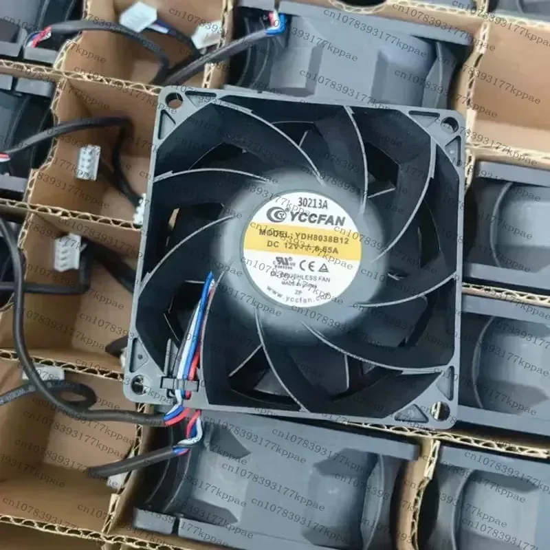 Fit YDH8038B12 8CM Cooling Fan 12V 0.65A High Rotation Double Ball Bearing PWM Temperature Control Alarm 8038
