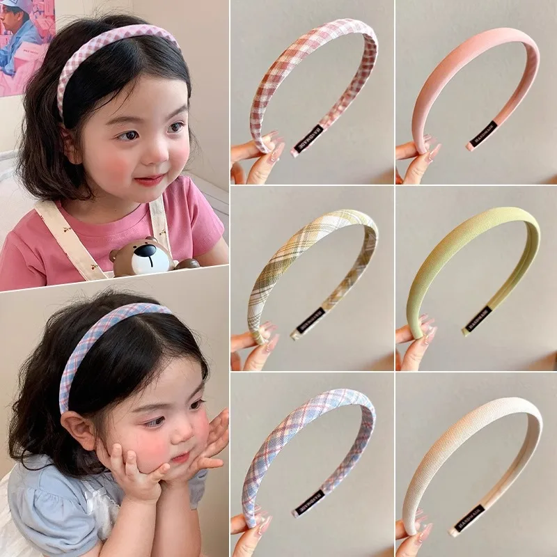 

Детская повязка на голову в стиле ретро в клетку Kawaii, красочные противоскользящие повязки на голову для девочек, милые заколки для волос, детские шпильки, аксессуары, детские головные уборы
