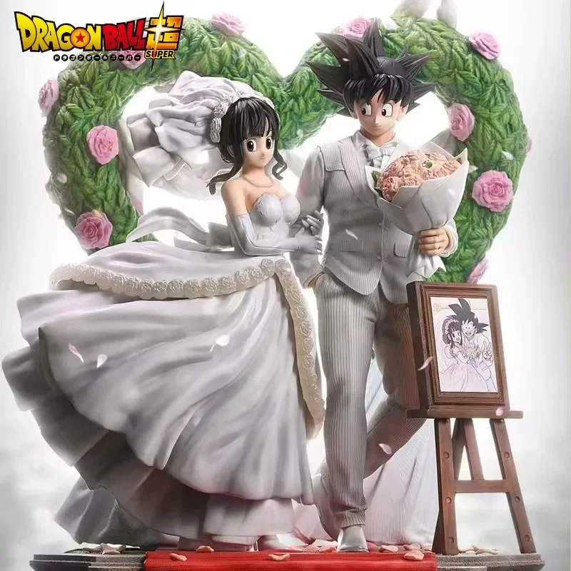 In Stock Dragon Ball Son Goku Chichi Get Married White Wedding Dress Gk Limited Edition  Anime Figure Model Toy Collectible Gift