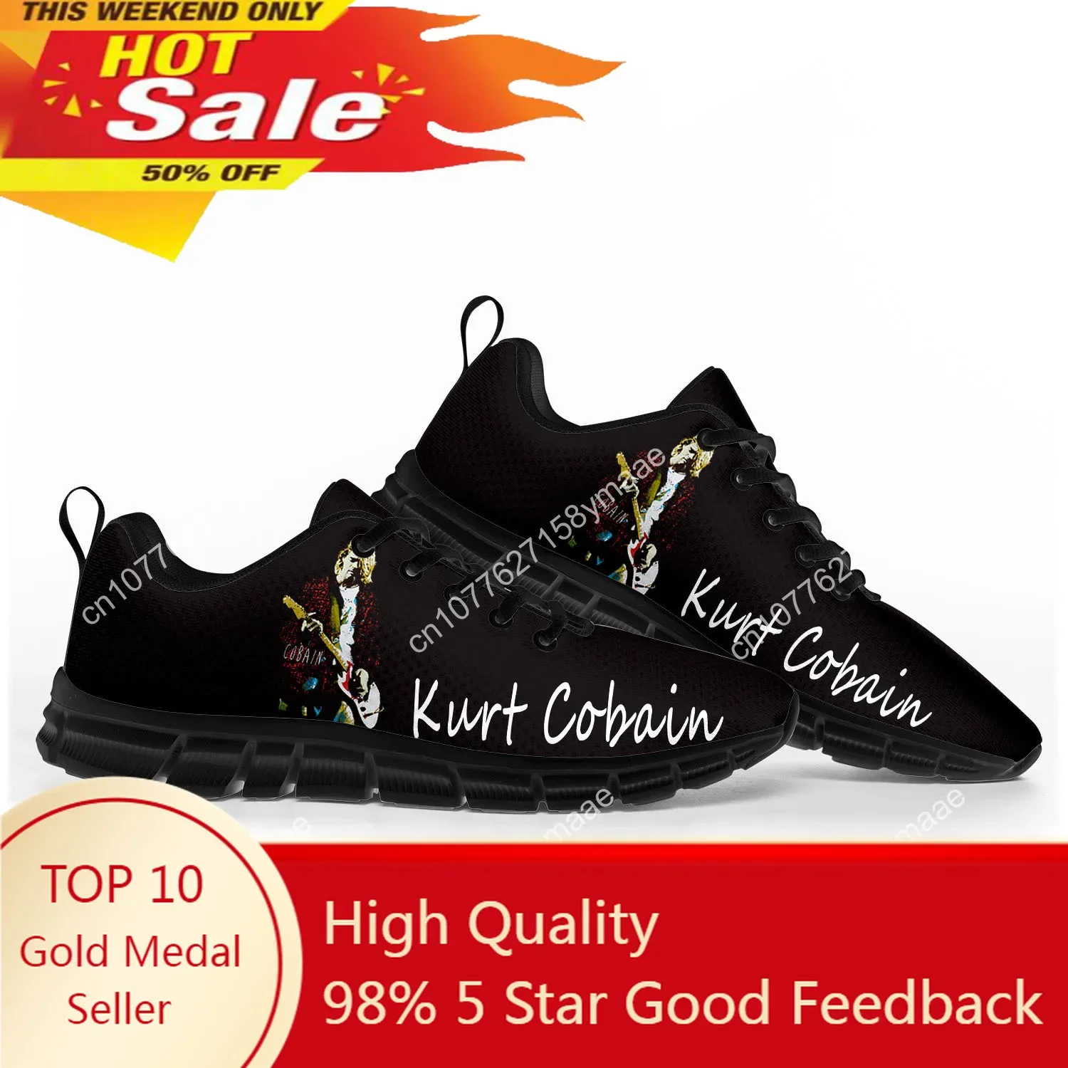 

Kurt Cobain Singer Sports Shoes Mens Womens Teenager Kids Children Sneakers High Quality Sneaker Customize Couple Shoe Black